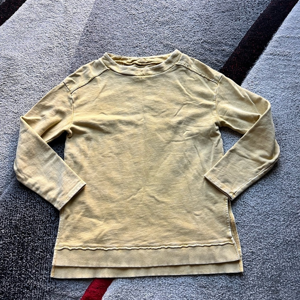 Pilcro Anthropologie Faded Yellow Boatneck Sweatshirt